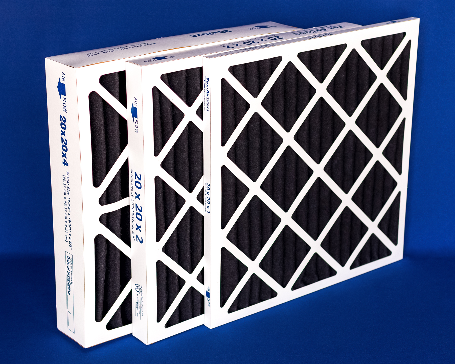 SET 12 Tex-Air filters Air Relief Technologies Inc.16x25x2 Pleated Commercial